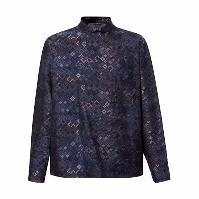 Emporio Armani FW22 Pattern Print Turtleneck Long Sleeve Tee Deep Navy Men. H31R09-C1080-919