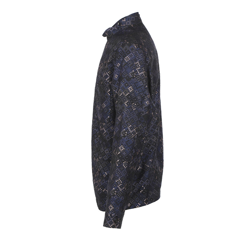 Shop Emporio Armani FW22 深藍色圖案印花高領長袖上衣 男款 H31R09-C1080-919