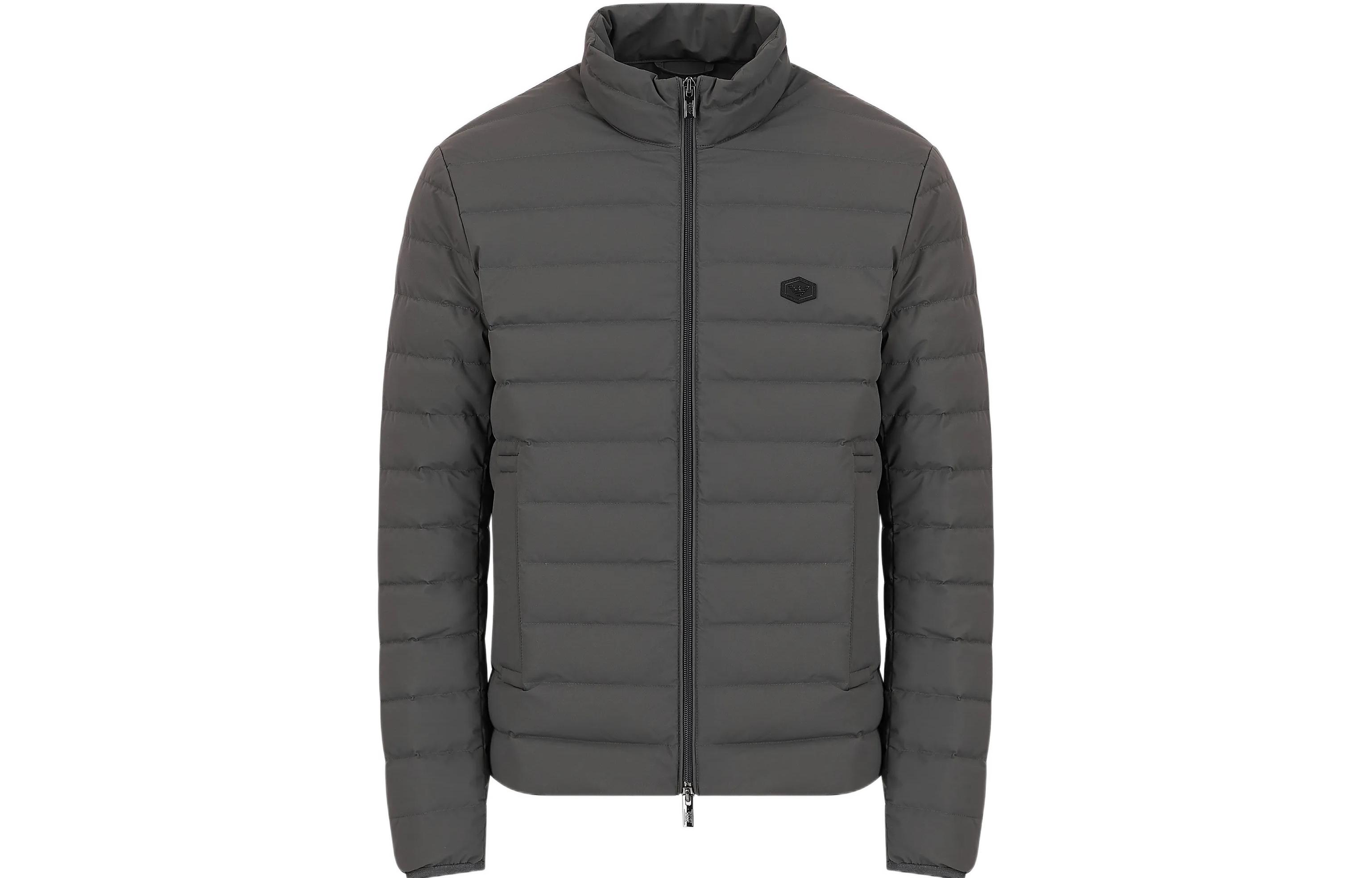 EMPORIO ARMANI FW22 Quilted Down Jacket with Zip-Up Collar for Men - Gray 8N1BQ21-NLRZ1-0633