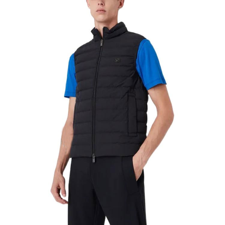 Lookbook エンポリオアルマーニ FW22 メンズ キルテッド ロゴ ダウンベスト ネイビーブルー 8N1BQ11-NLRZ1-0920