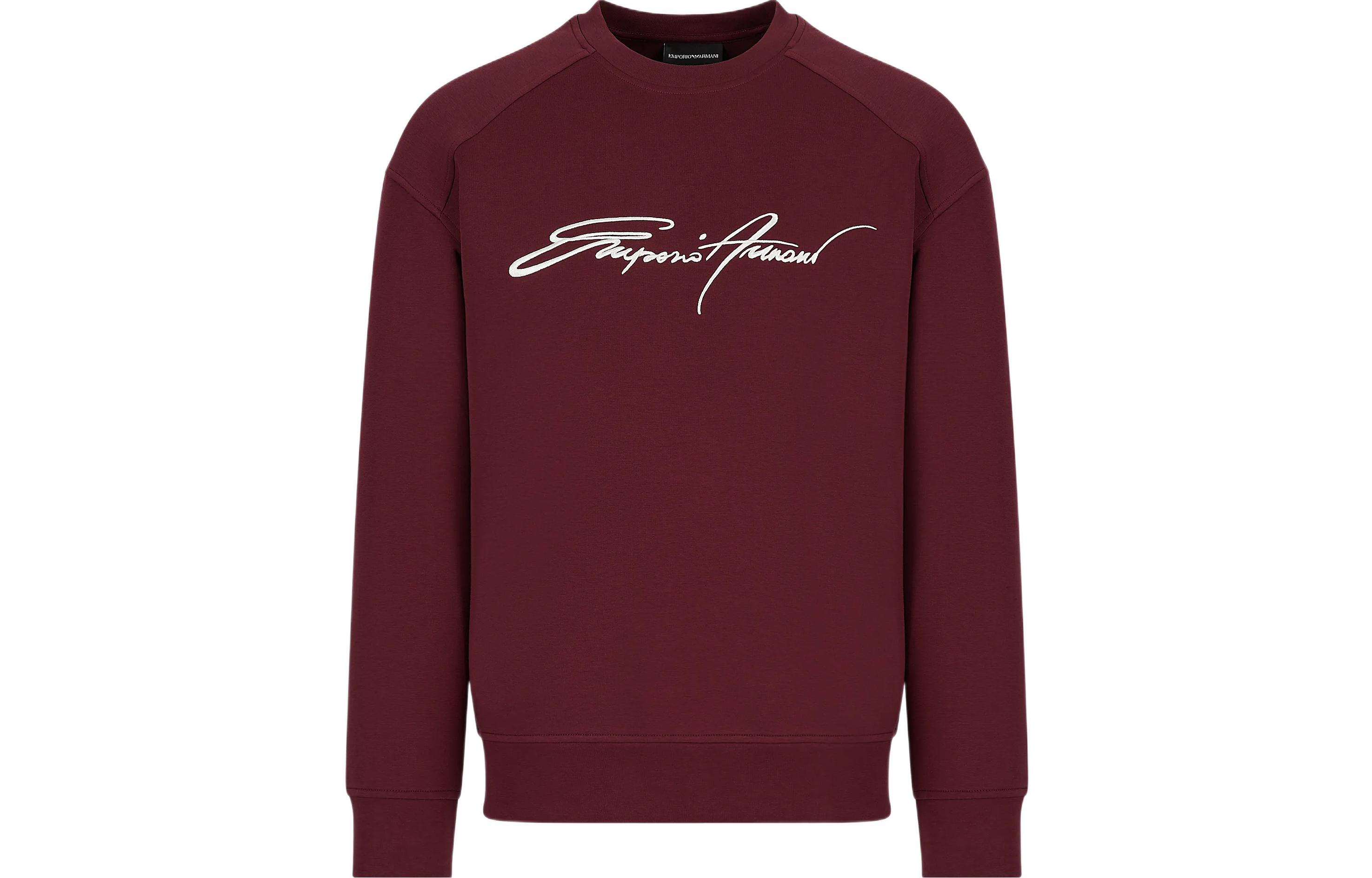 Emporio Armani FW22 Red Crewneck Sweatshirt with Embroidered Logo for Men 6L1ML81-JHSZ1-0371