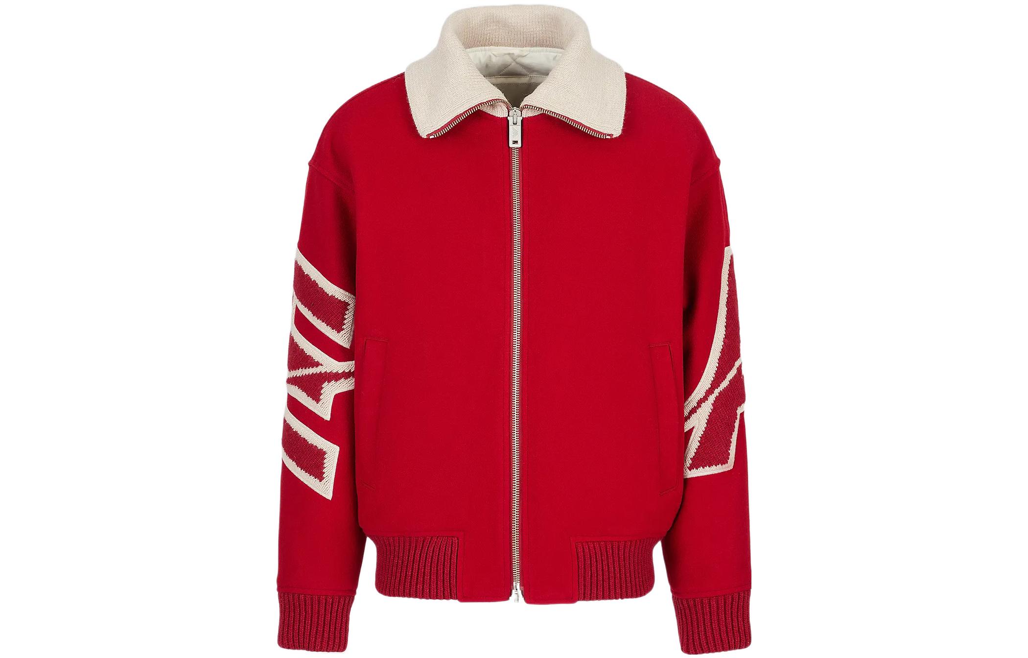Emporio Armani FW22 Red Embroidered Zip-Up Jacket with Collar 6L1B8I1-N7AZ1-0336
