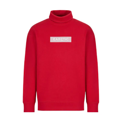 Emporio Armani FW22 Red Letter Print Turtleneck Long Sleeve Pullover 6L1M8E1-JSFZ1-0336