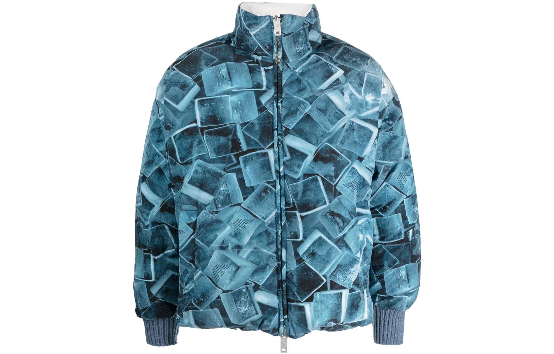 Emporio Armani FW22 Reversible Geometric Print Puffer Jacket for Men. 6L1B8H-1N65Z-F933