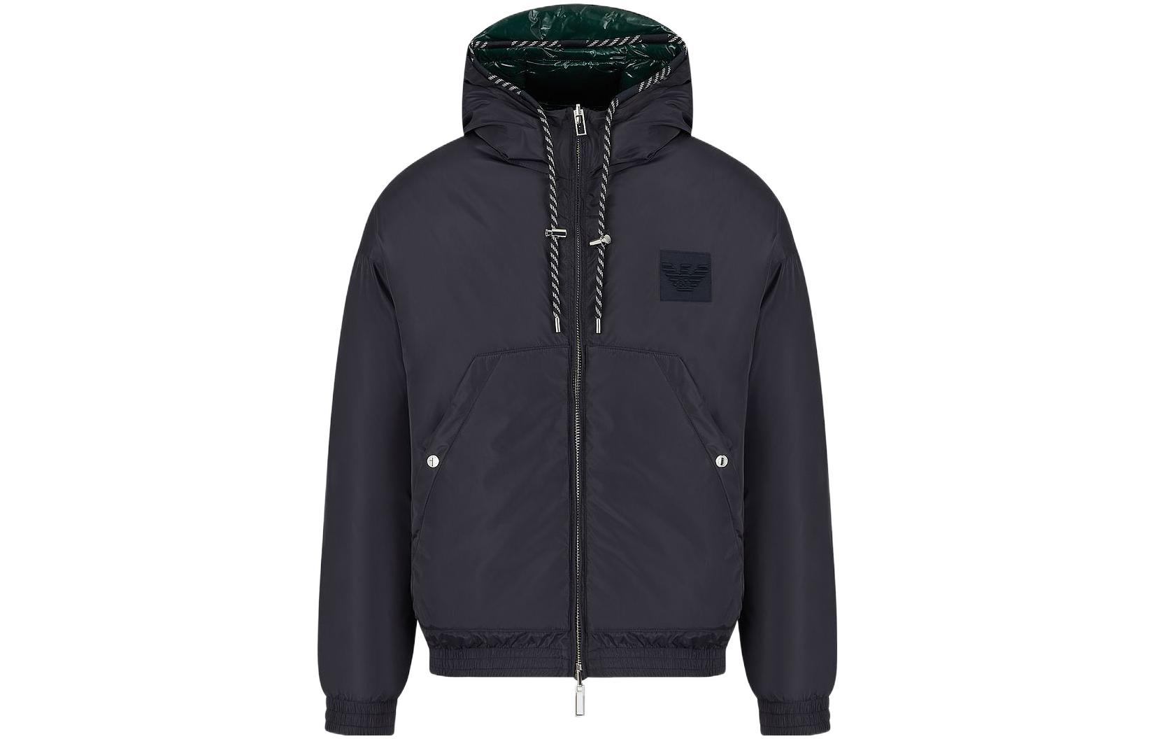 Emporio Armani FW22 Reversible Solid Logo Hooded Jacket Green 6L1BP31-NNBZ1-09E7