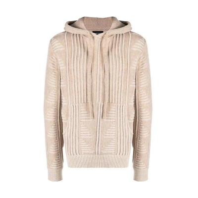 Emporio Armani FW22 Ribbed Knit Beige Pullover Hoodie Men’s Long Sleeve 6L1MVB-1M10Z-01B7