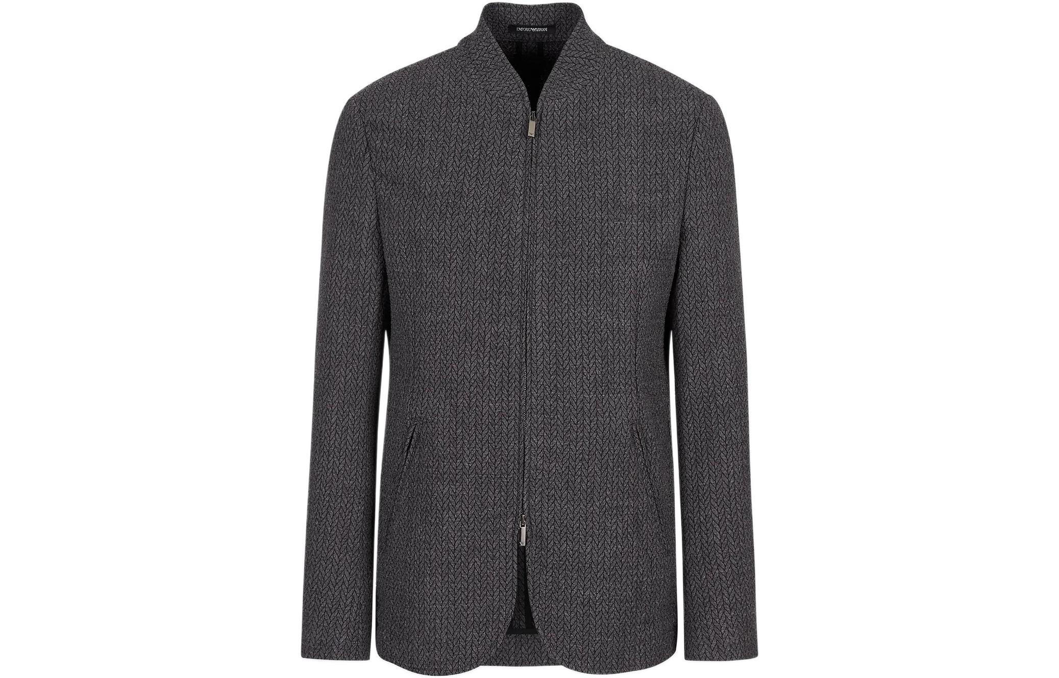 Emporio Armani FW22 Slim Fit Casual Zip-Up Jacket in Dark Gray H31G41-C1404-1632