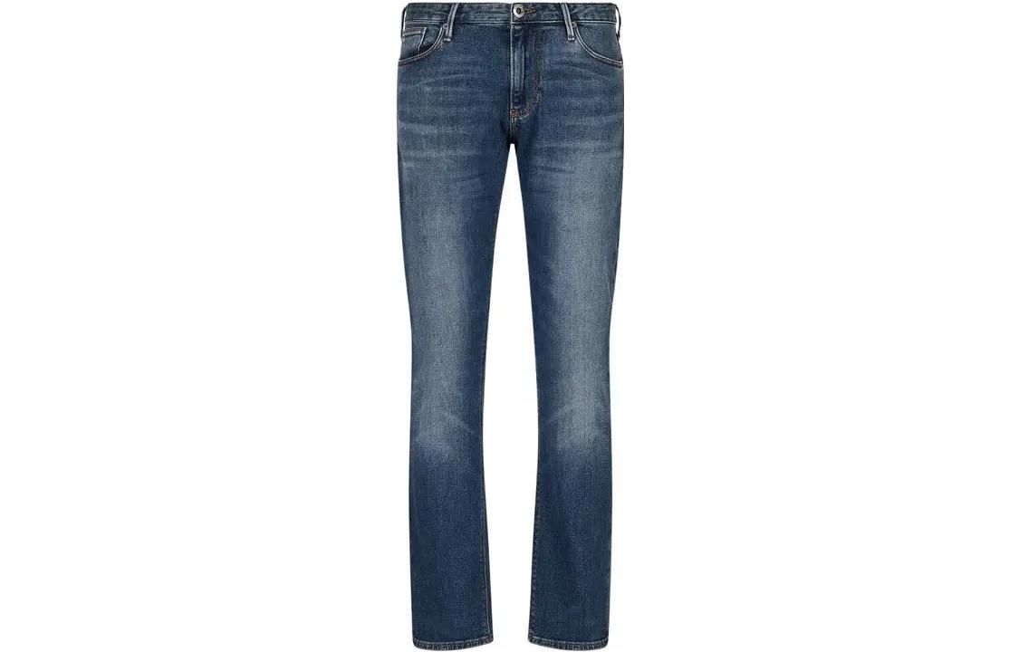 Emporio Armani FW22 Slim Straight Fit Washed Denim Jeans  Blue. 6L1J06-1DI4Z-0942