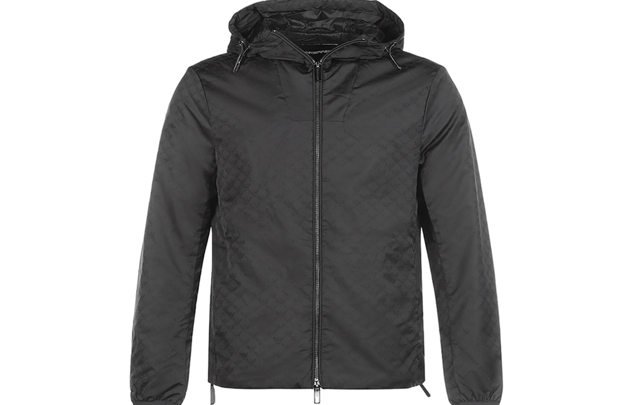 Order エンポリオアルマーニ FW22 ソリッドブラック ジッパーフーディージャケット 8N1BN4-1NHQZ-F046