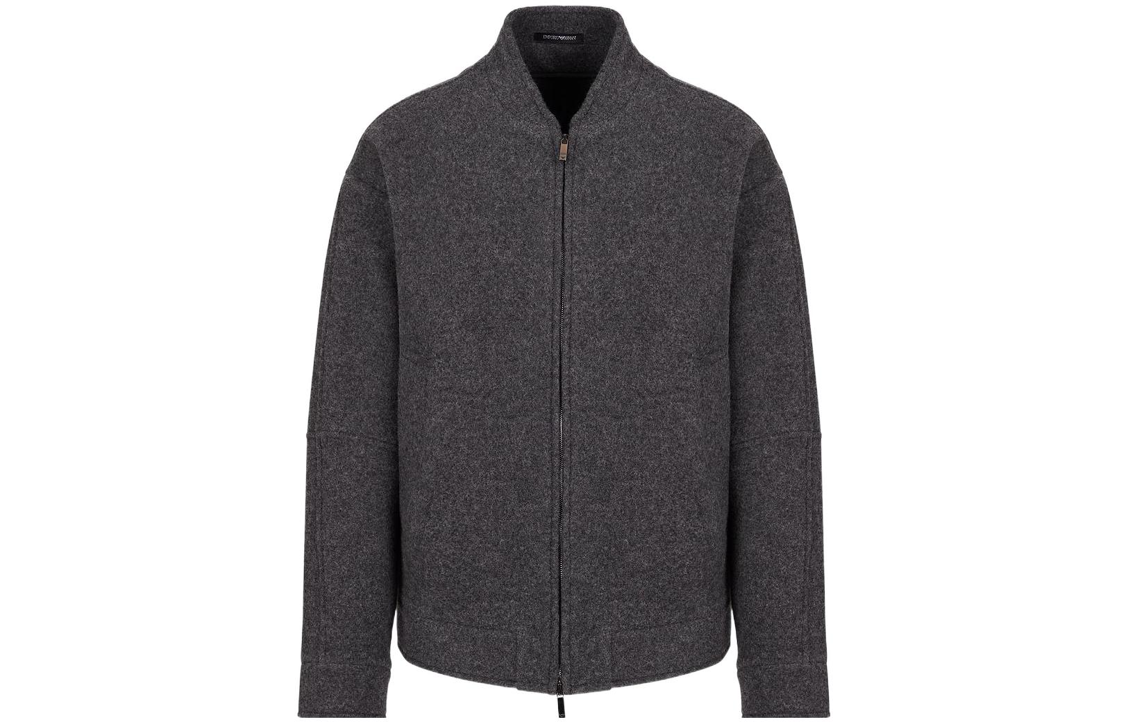 Emporio Armani FW22 Solid Color Casual Zip-Up Jacket - Dark Gray H31R18-C1208-1631