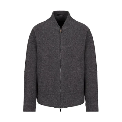 Emporio Armani FW22 Solid Color Casual Zip-Up Jacket - Dark Gray H31R18-C1208-1631