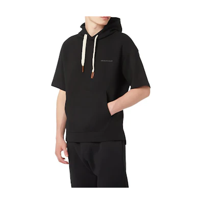 Emporio Armani FW22 Solid Color Drawstring Hooded Short Sleeve Hoodie 6L1M83-1JHSZ-0999