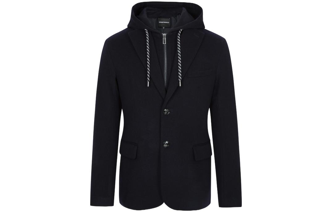 Emporio Armani FW22 Solid Color Hooded Jacket in Navy Blue 6L1G93-1NTYZ1-0920