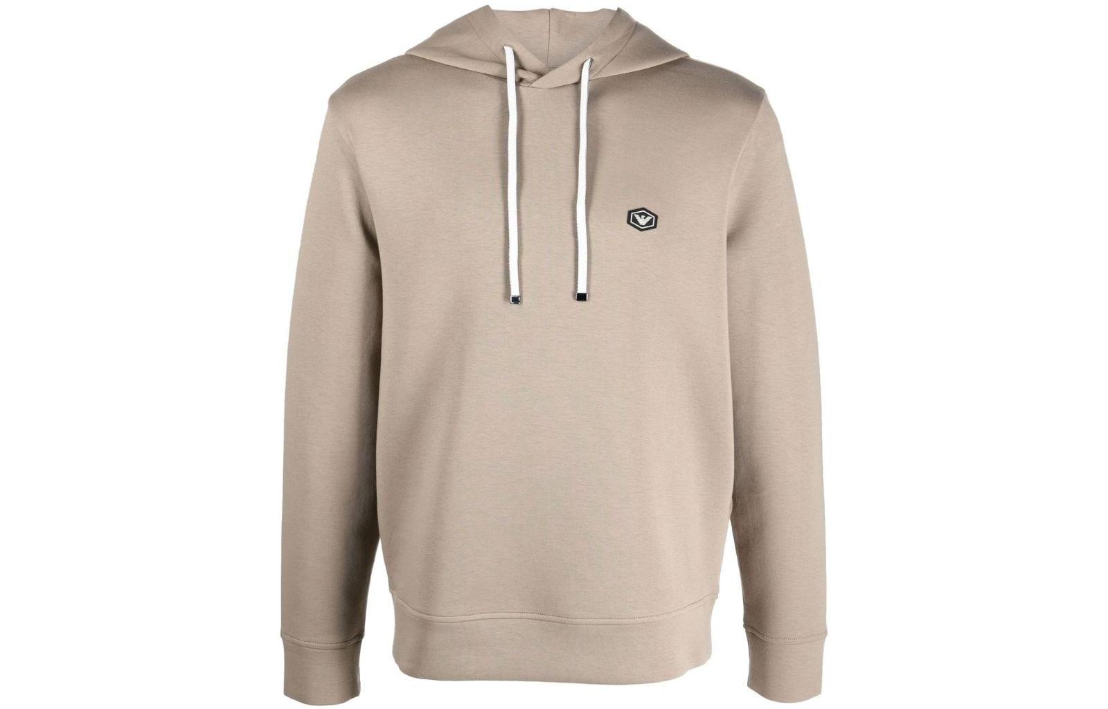 Emporio Armani FW22 Solid Color Logo Hoodie Beige 8N1MD0-1JHSZ-0137