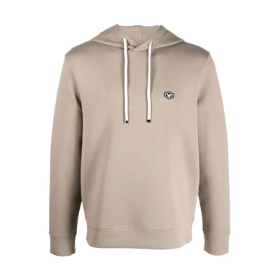 Emporio Armani FW22 Solid Color Logo Hoodie Beige 8N1MD0-1JHSZ-0137
