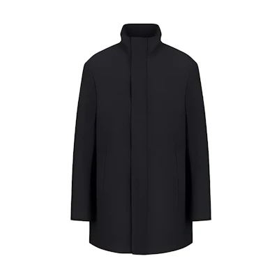 Emporio Armani FW22 Solid Color Stand Collar Mid-Length Coat Black 8N1LB11-NZAZ1-0999