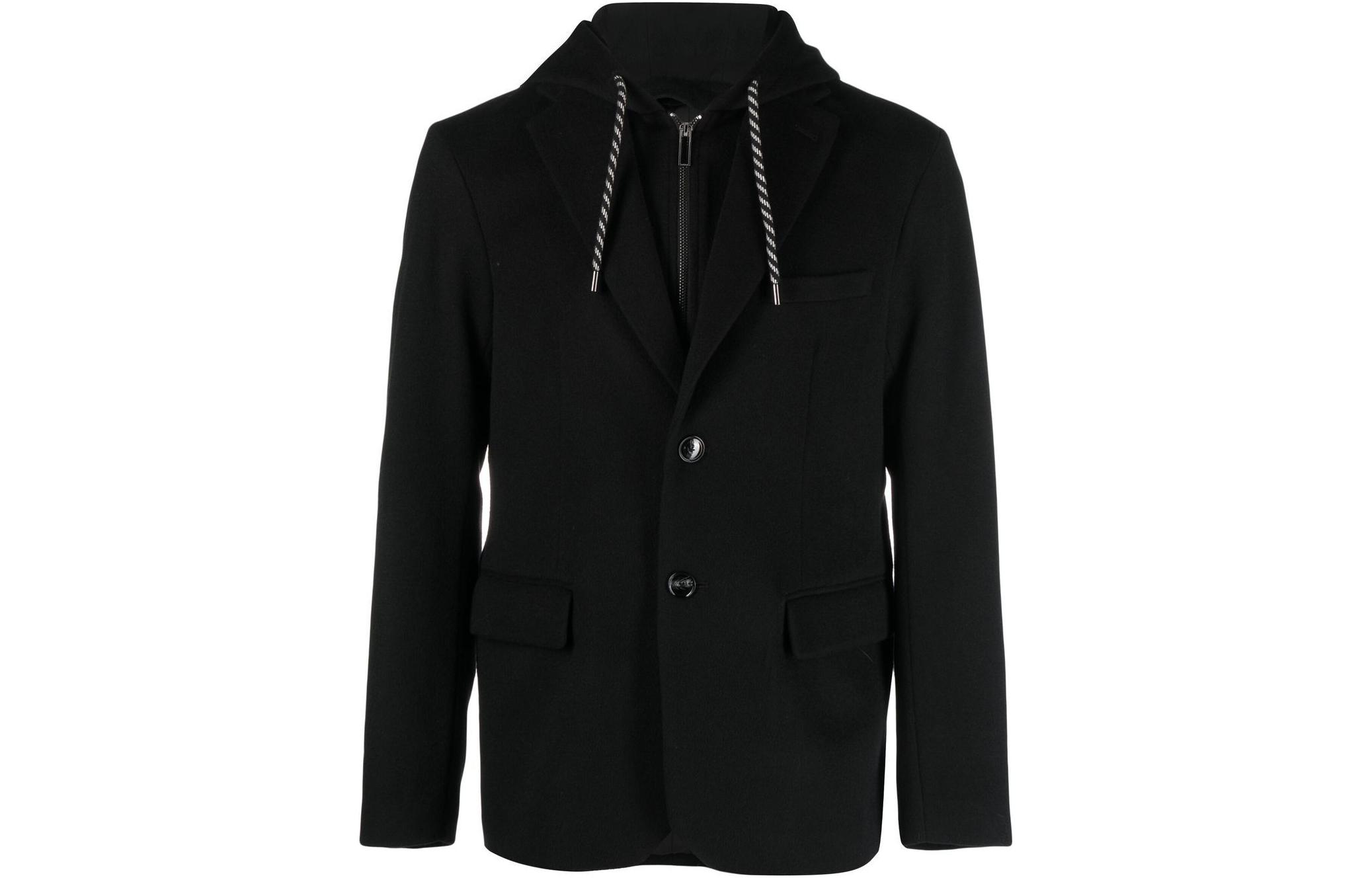 Emporio Armani FW22 Solid Color Zip-Up Hooded Jacket 6L1G93-1NTYZ-0999