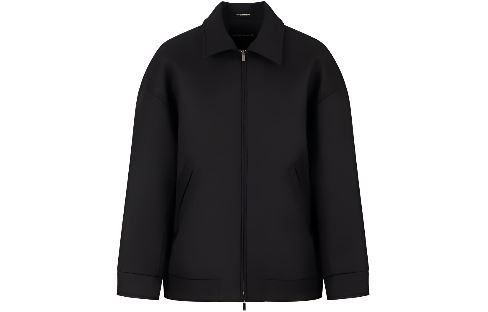 Emporio Armani FW22 Solid Color Zip-Up Jacket Black H31R22-C1146-1999