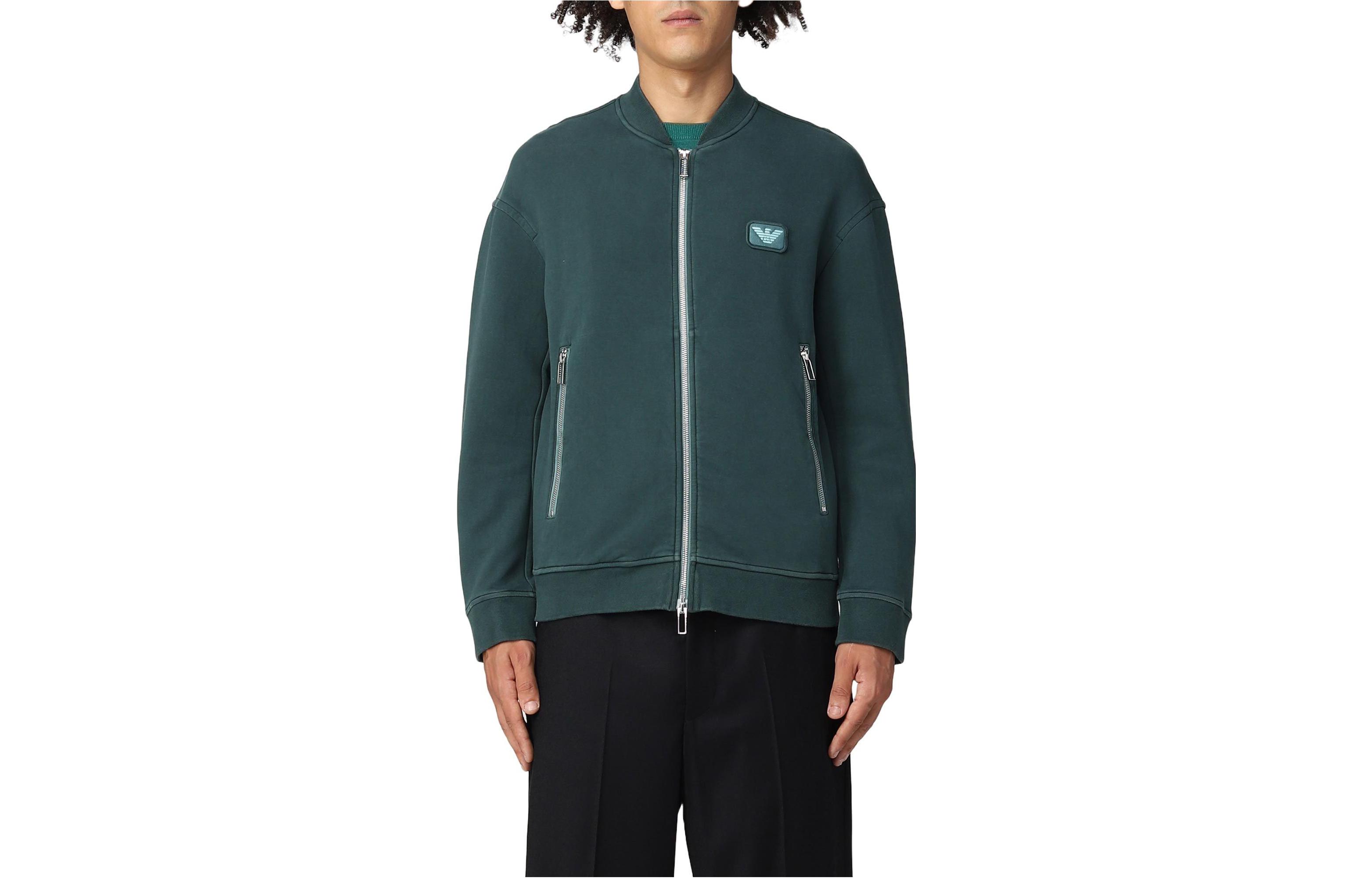 Emporio Armani FW22 Solid Color Zip-Up Sweatshirt Green () 6L1M80-1JHSZ-0586