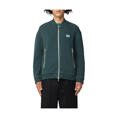 Emporio Armani FW22 Solid Color Zip-Up Sweatshirt Green () 6L1M80-1JHSZ-0586