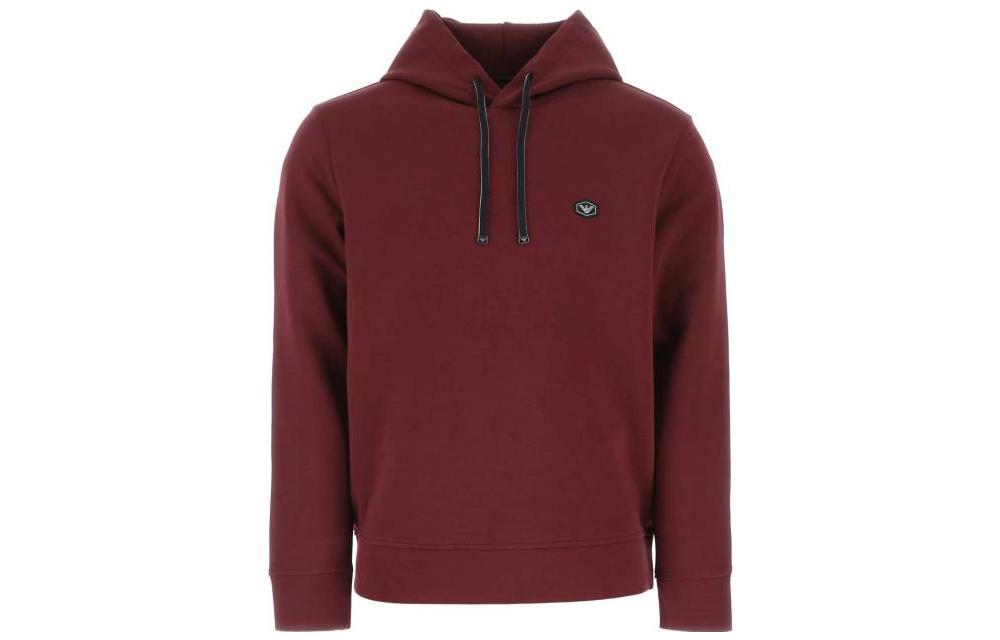 Emporio Armani FW22 Solid Design Patch Hoodie Maroon 8N1MD0-1JHSZ-0397