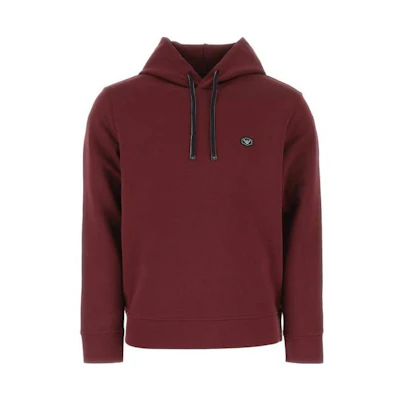 Emporio Armani FW22 Solid Design Patch Hoodie Maroon 8N1MD0-1JHSZ-0397