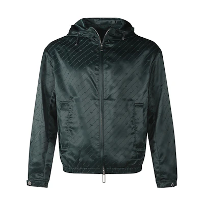 Emporio Armani FW22 Solid Eagle Logo Jacquard Hoodie Jacket Dark Green 6L1BL3-1NLBZ-F519