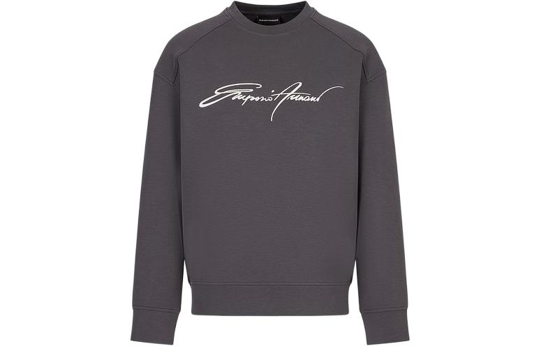 Emporio Armani FW22 Solid Letter Print Crewneck Sweatshirt Dark Grey 6L1ML81-JHSZ1-06A3