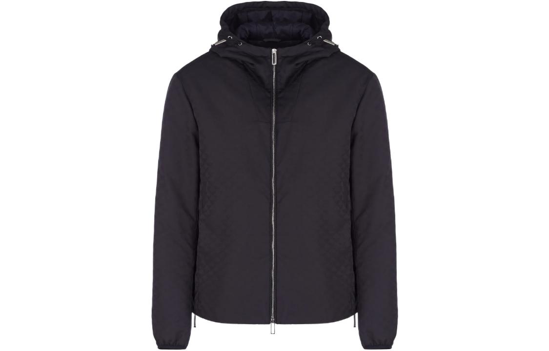 Emporio Armani FW22 Solid Logo Jacquard Hoodie Jacket Navy Blue () 8N1BN41-NHQZ1-F976