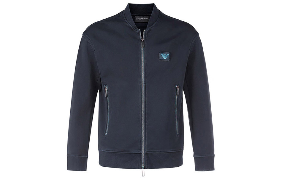 Emporio Armani FW22 Solid Logo Patch Navy Blue Casual Jacket for Men 6L1M80-1JHSZ-0920