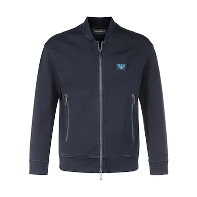 Emporio Armani FW22 Solid Logo Patch Navy Blue Casual Jacket for Men 6L1M80-1JHSZ-0920