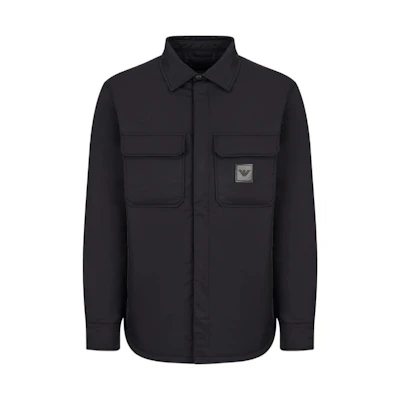 Emporio Armani FW22 Solid Logo Patch Shirt Jacket Navy Blue 6L1CD5-1NZQZ-0920