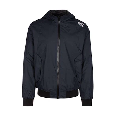 Emporio Armani FW22 Solid Logo Print Zip Hoodie Jacket Navy Blue Men’s 6LPB08-PN27Z-1578