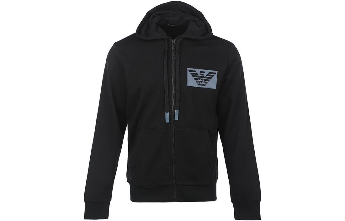 Emporio Armani FW22 Solid Logo Print Zip Hoodie Men’s Black 111784-2F571-00020