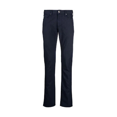 EMPORIO ARMANI FW22 Solid Logo Straight-Leg Casual Pants Men’s Navy Blue 8N1J06-1N2NZ-0958