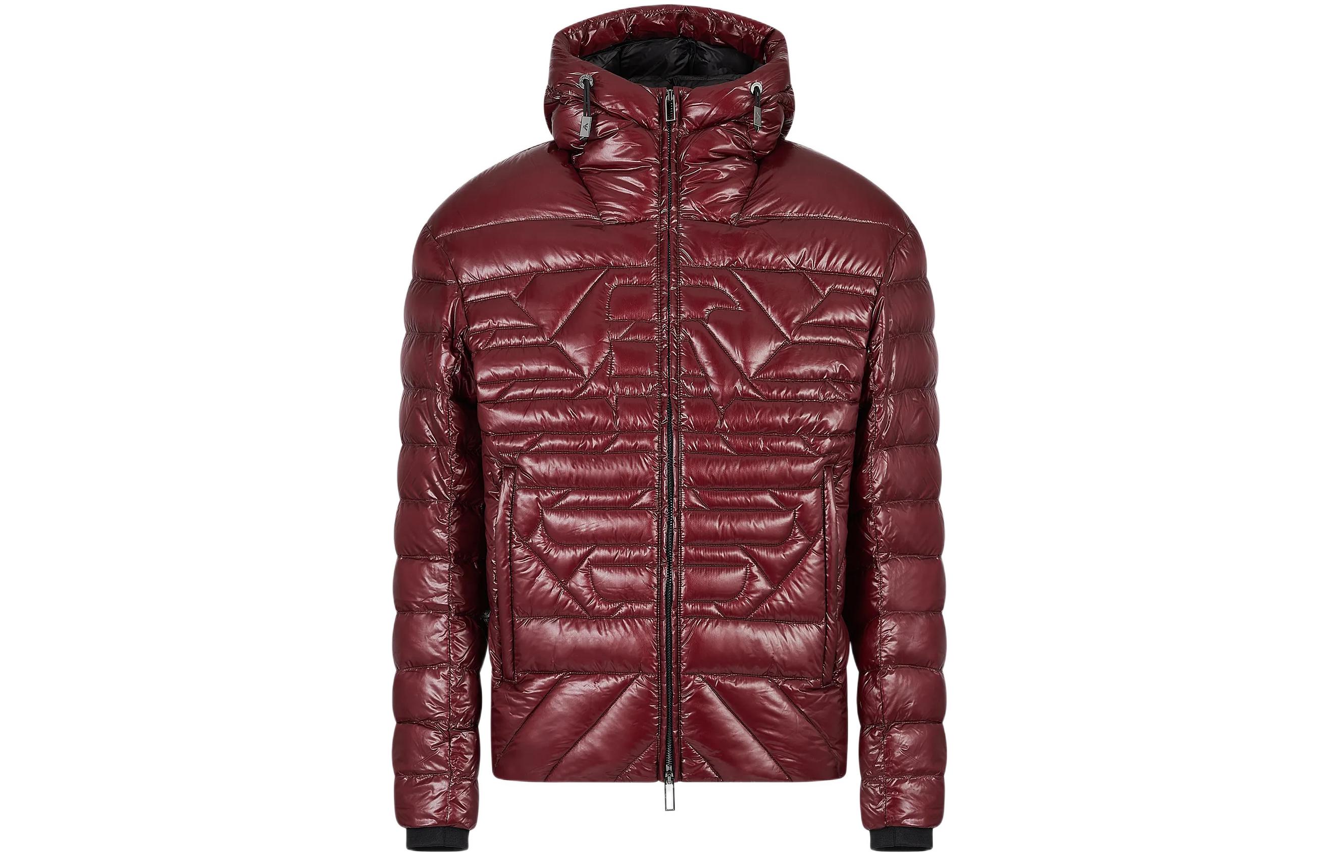 Emporio Armani FW22 Solid Quilted Hooded Down Jacket Maroon Color 6L1BN71-NPDZ1-0397