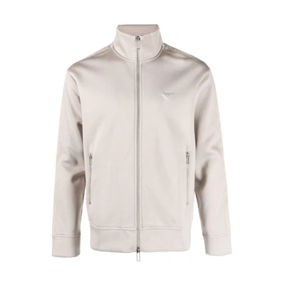 Emporio Armani FW22 Striped Casual Logo Embossed Jacket Light Beige 6L1MC2-1JRHZ-0135