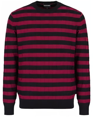 Emporio Armani FW22 Striped Crewneck Knit Sweater Black Red. 6L1MXN1-MBTZ1-F803 Buy Emporio Armani FW22 Striped Crewneck Knit Sweater Black Red. 6L1MXN1-MBTZ1-F803