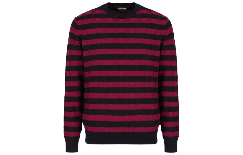 Order Emporio Armani FW22 Striped Crewneck Knit Sweater  Black Red. 6L1MXN1-MBTZ1-F803