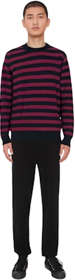 Emporio Armani FW22 Striped Crewneck Knit Sweater Black Red. 6L1MXN1-MBTZ1-F803 Shop Emporio Armani FW22 Striped Crewneck Knit Sweater Black Red. 6L1MXN1-MBTZ1-F803