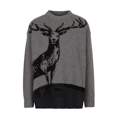 Emporio Armani FW22 Sustainable Elk Sweater Crewneck Pullover Grey. 6L1MZA-1M5FZ-F618