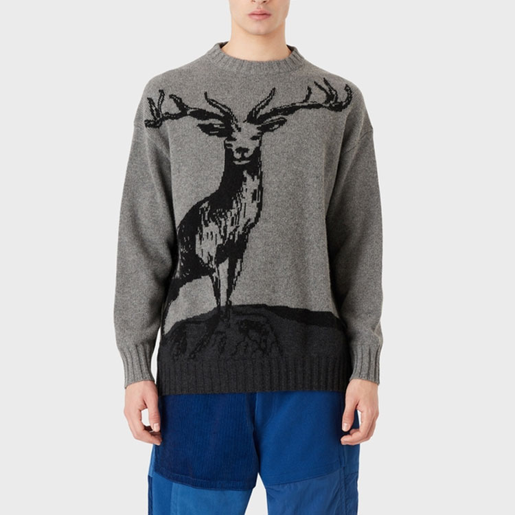 Shop Emporio Armani FW22 Sustainable Elk Sweater Crewneck Pullover  Grey. 6L1MZA-1M5FZ-F618