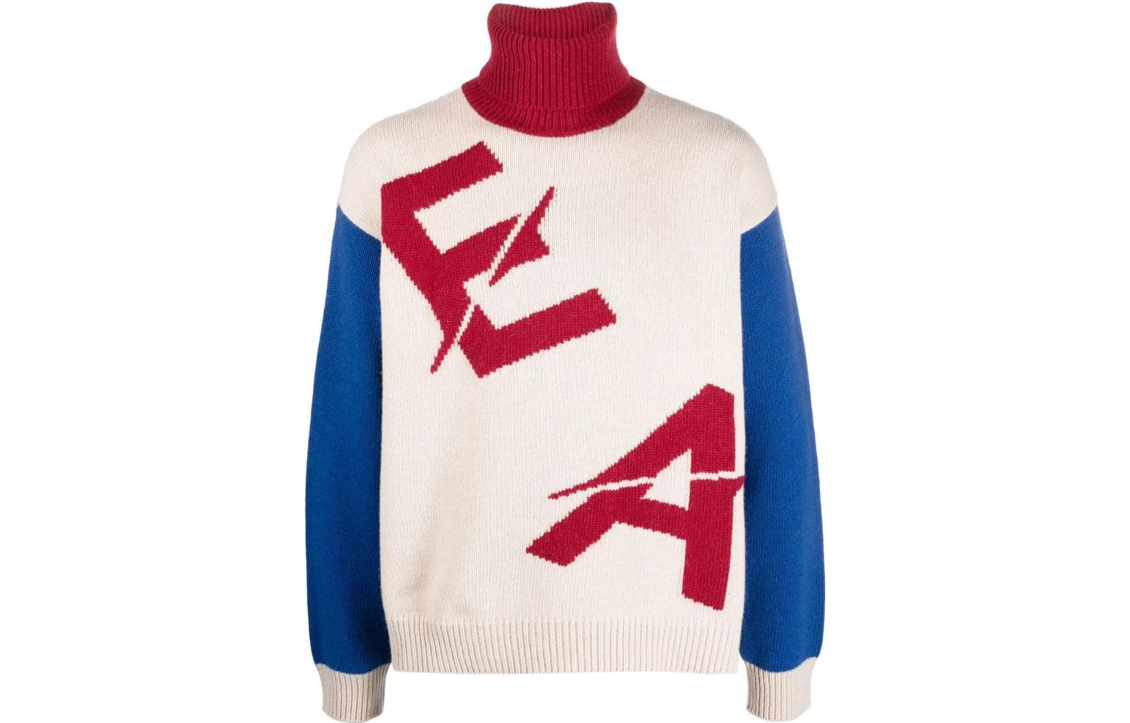 Emporio Armani FW22 Sustainable Logo Colorblock Turtleneck Sweater Red/Blue Men 6L1MZ6-1M2FZ-F128