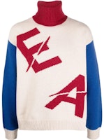 Emporio Armani FW22 Sustainable Logo Colorblock Turtleneck Sweater Red/Blue Men 6L1MZ6-1M2FZ-F128 Emporio Armani FW22 Sustainable Logo Colorblock Turtleneck Sweater Red/Blue Men 6L1MZ6-1M2FZ-F128