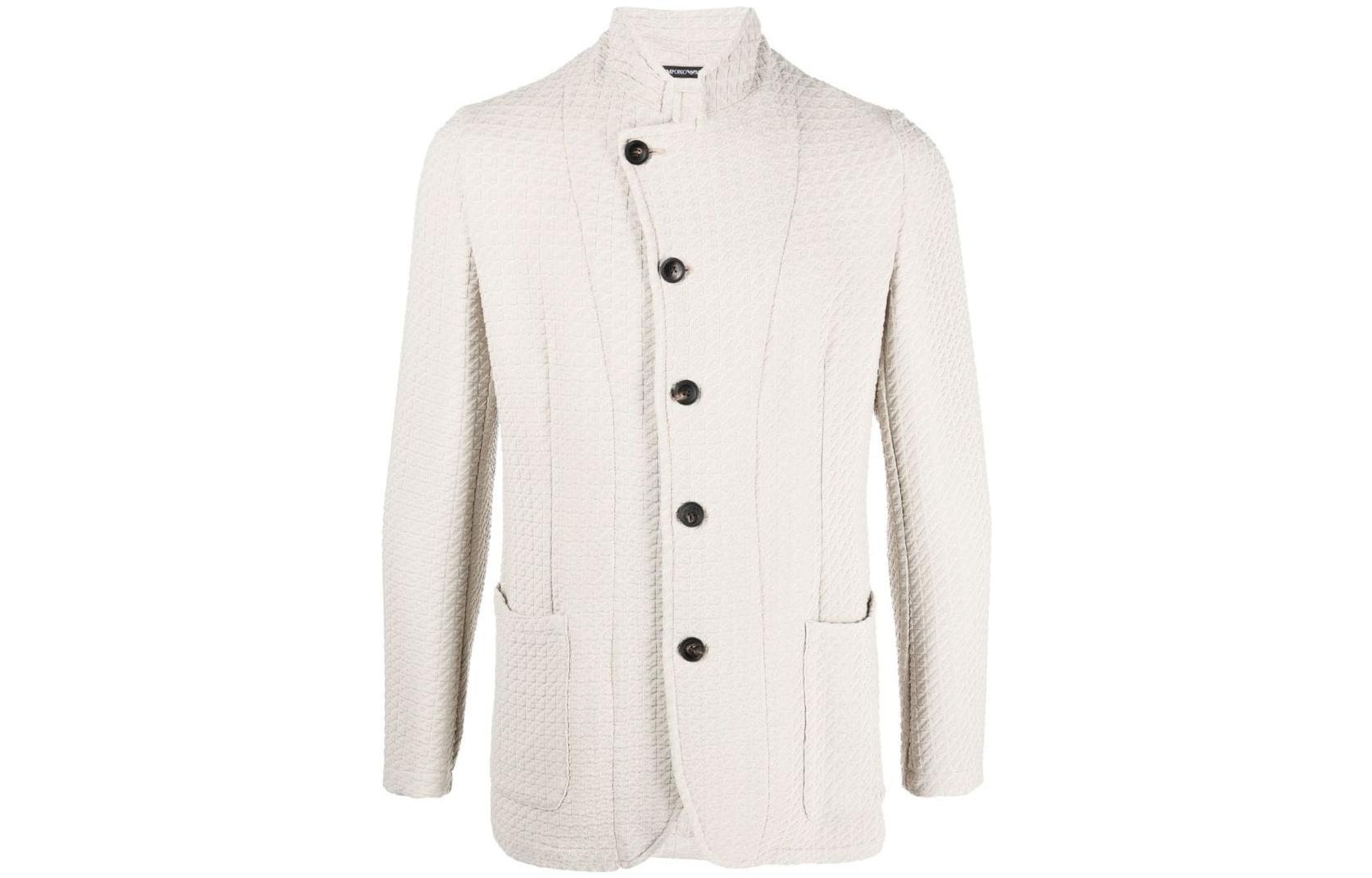 Emporio Armani FW22 Waffle Knit Jacket Off-White H31G57-C1203-106