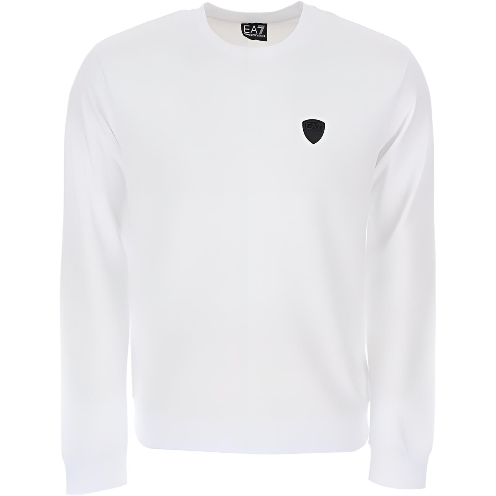 Emporio Armani FW22 White Crewneck Logo Patch Long Sleeve Sweatshirt Men 8NPM05-PJBPZ-1100