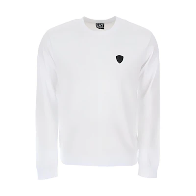 Emporio Armani FW22 White Crewneck Logo Patch Long Sleeve Sweatshirt Men 8NPM05-PJBPZ-1100