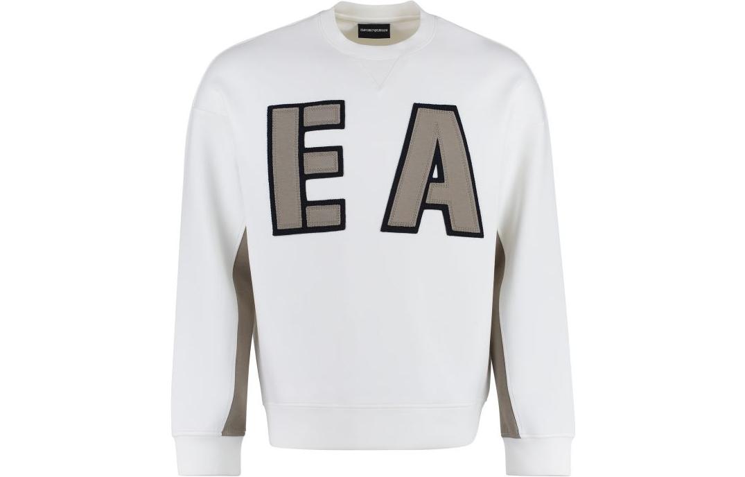 Emporio Armani FW22 White Crewneck Logo Pullover Sweatshirt 6L1MM2-1JHSZ-0128