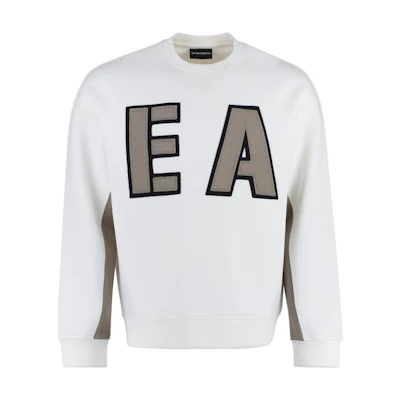 Emporio Armani FW22 White Crewneck Logo Pullover Sweatshirt 6L1MM2-1JHSZ-0128