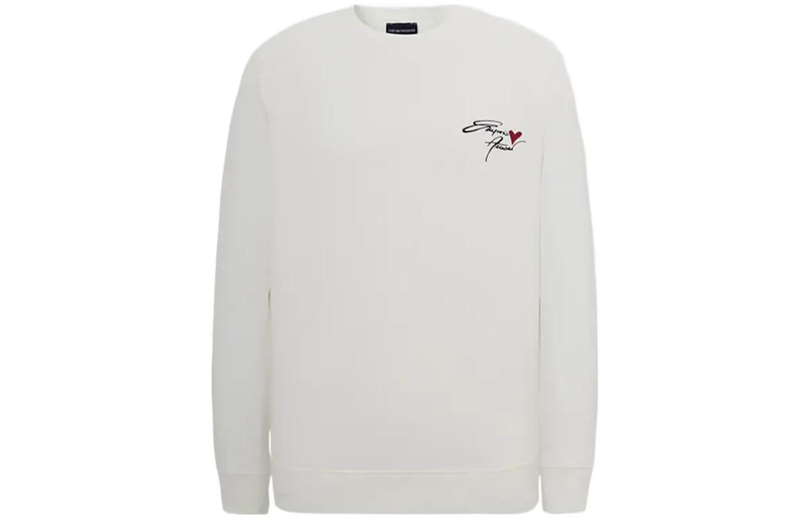 Emporio Armani FW22 White Crewneck Sweatshirt with Logo Embroidery 6L1MQ0-1JHSZ-0101